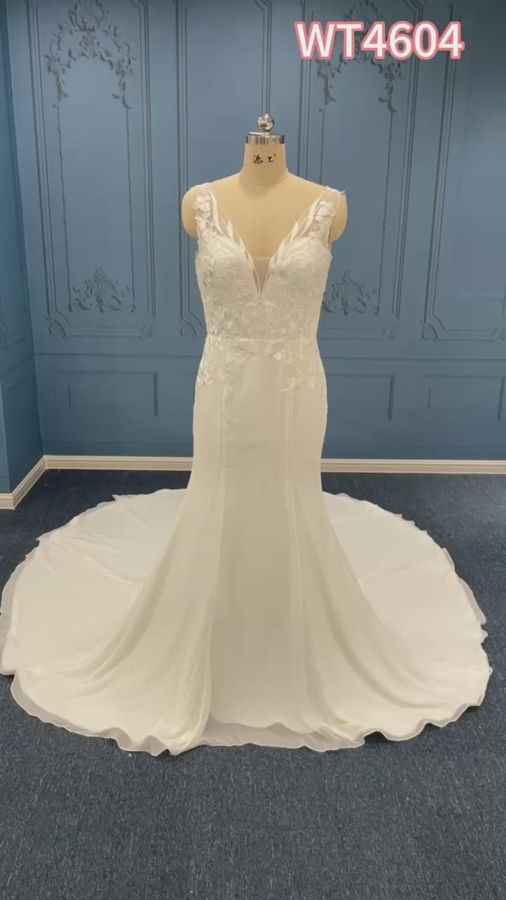 WT-4604  Chiffon Fit and Flare with appliques