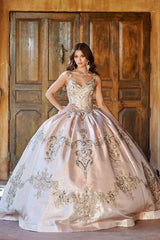 Enchanting V-Neck Rose Gold Quinceanera Dress