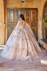 Enchanting V-Neck Rose Gold Quinceanera Dress