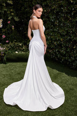 STRETCH SPANDEX FITTED HALTER BRIDAL DRESS CD796W_Off