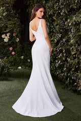 FITTED NEOPRENE FIT & FLARE WEDDING DRESS CH378W_Off