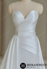 Herawhite HW3200 Sweetheart pleated Satin Mermaid Wedding Dress with Overskirt