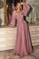 Cinderella Divine- CD243 Long Sleeve Iridescent Chiffon A-line dress