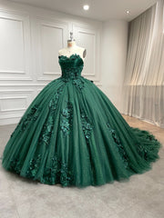 15 by Starr Bridal 3D Sleeveless Emerald Green Quinceanera Dress