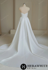 Herawhite HW3200 Sweetheart pleated Satin Mermaid Wedding Dress with Overskirt