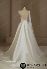 Herawhite Bridal- HW 3190 One Shoulder A-line Wedding Dress With Beading Lace