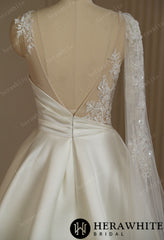 Herawhite Bridal- HW 3190 One Shoulder A-line Wedding Dress With Beading Lace