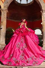 Ragazza M44-144 Ruffled Fuschia Charro Dress