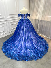 15 by Starr Bridal 3D Floral Off the Shoulder Blue Collection Quinceanera Dress