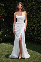 STRAPLESS CHIFFON WEDDING GOWN