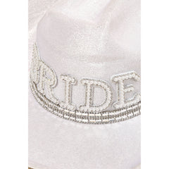 Pearl Rhinestone Stud Ribbon Bride Cowboy Hat