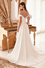 DRAPED OFF THE SHOULDER BRIDAL GOWN WITH OVERSKIRT WN315