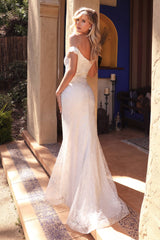 Cinderella Divine CD929- SHEATH OFF THE SHOULDER BRIDAL GOWN