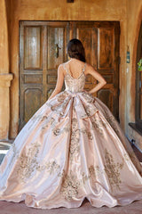 Enchanting V-Neck Rose Gold Quinceanera Dress