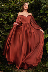 Cinderella Divine- CD243 Long Sleeve Iridescent Chiffon A-line dress