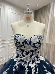 15 by Starr Bridal Navy and White Floral Dress