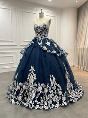 15 by Starr Bridal Navy and White Floral Dress