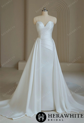 Herawhite HW3200 Sweetheart pleated Satin Mermaid Wedding Dress with Overskirt