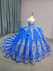 15 by Starr Bridal Collection Blue and Gold Quinceanera Dress