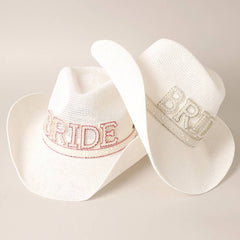 BRIDE Cowboy Hat with Pearl and Rhinestones