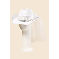 Pearl Rhinestone Stud Ribbon Bride Cowboy Hat