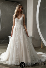 HeraWhite Bridal- HW3021 Stunning Tulle/Lace Glitter Gown