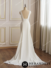 Herawhite Bridal- HW3021 Crepe Wedding Dress with Detachable Train