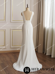 Herawhite Bridal- HW3021 Crepe Wedding Dress with Detachable Train