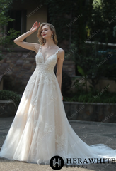 HeraWhite Bridal- HW3047 A-Line Sweetheart Beaded Wedding Dress