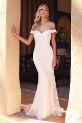 Cinderella Divine Bridal Sheath Off the Shoulder Gown