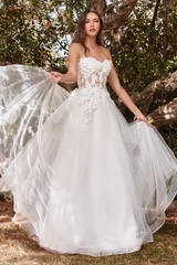 Cinderella Divine Bridal Lace Tulle Ball Gown with Puff Sleeve