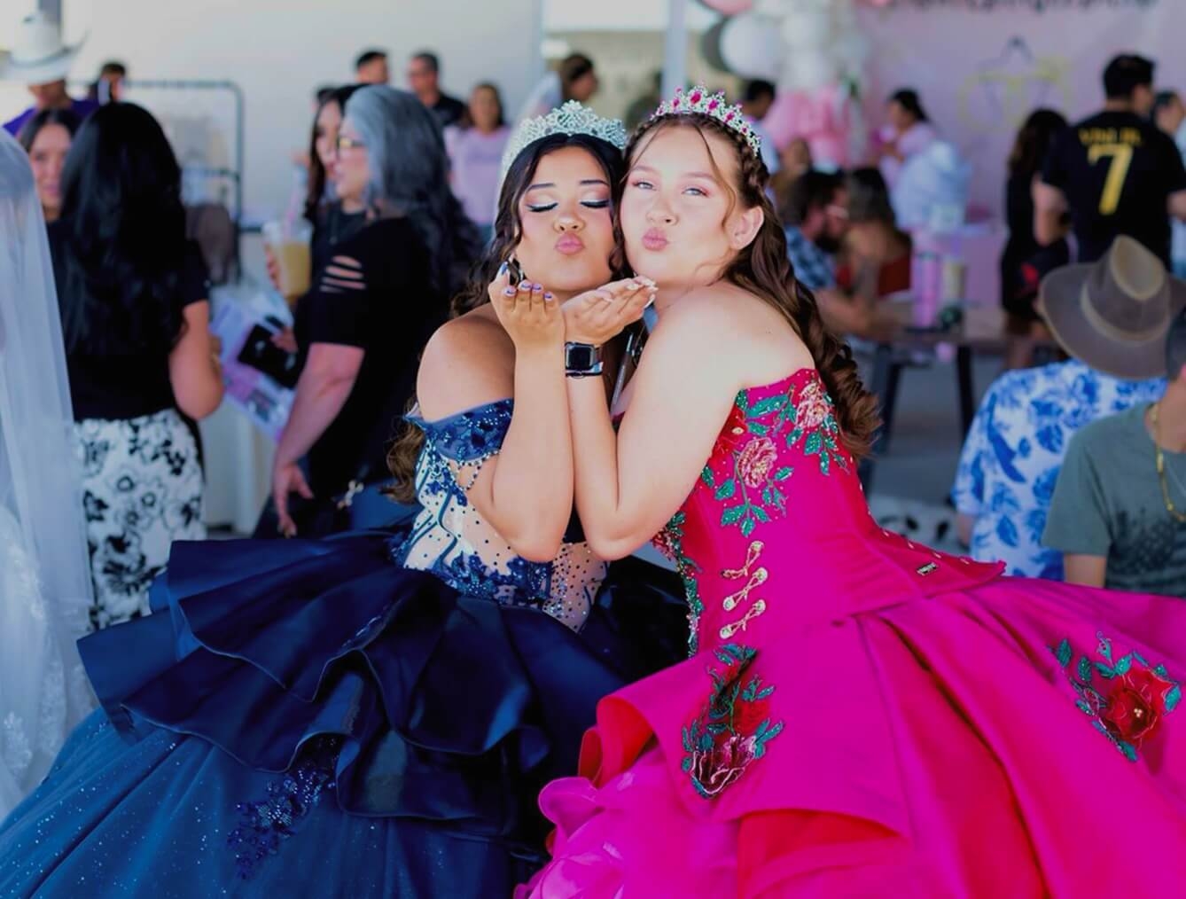 Model wearing a quinceañera dress